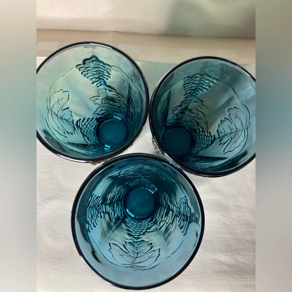 Vintage Indiana Blue Harvest Grape Carnival 3 Glasses - Picture 8 of 10